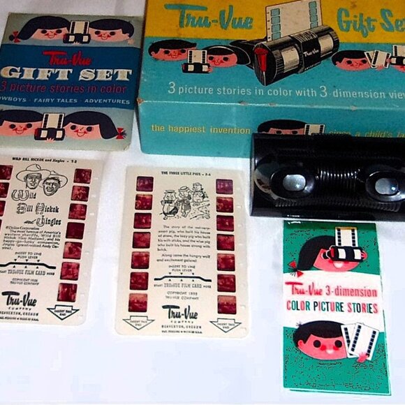 Vintage Tru-Vue Gift Set - Wild Bill Hickok / 3 Little Pigs - Picture 1 of 2